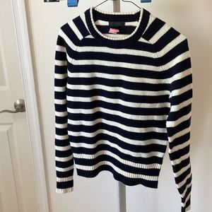 J. Crew Navy White Striped Wool Sweater, XS
